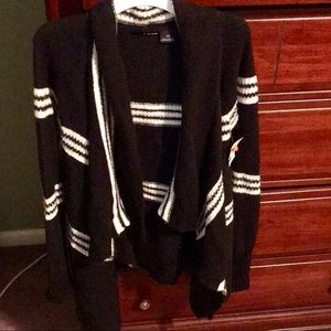 Black and white striped ruffle cardigan!